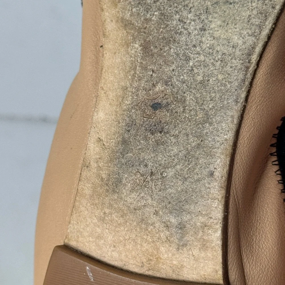 Tory Burch Flat Slip on Leather Shoes/Black and Beige Size 8.5